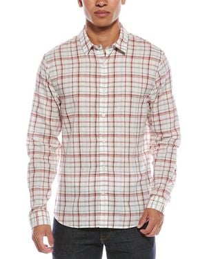 Vince Oakmont Plaid Linen-Blend Shirt - White