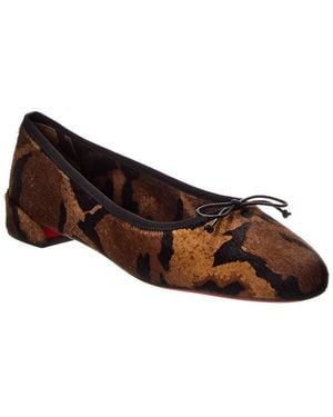 Christian Louboutin Sweetie Jane Haircalf Ballerina Flat - Brown