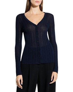 Theory Wool-Blend Cardigan - Blue