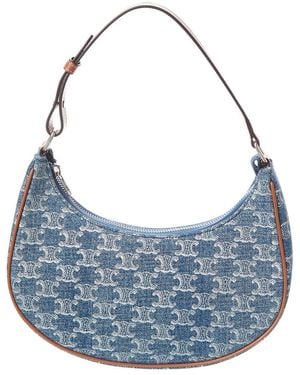 Celine Ava Denim & Leather Hobo Bag - Blue