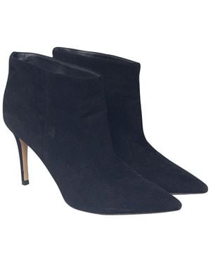 Gianvito Rossi Suede Stiletto Bootie (Authentic Pre-Loved) - Blue
