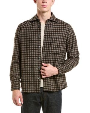 Reiss Jack Checked Wool-Blend Overshirt - Black