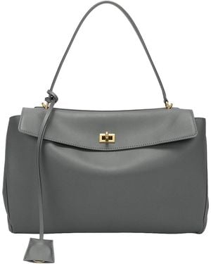 Tiffany & Fred Paris Large Smooth Leather Tote - Gray