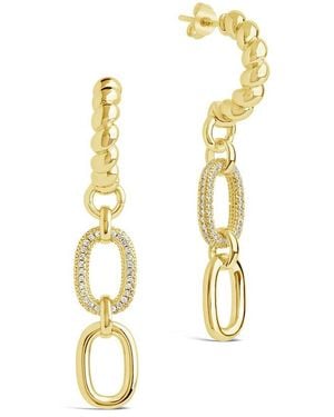 Sterling Forever 14k Plated Cz Andi Drop Hoops - Metallic