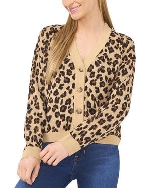 Cece Leopard Jacquard Wool-Blend Cardigan - Yellow