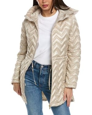 Via Spiga Chevron Quilted Coat - Natural