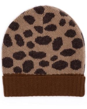 Eugenia Kim Leopard Intarsia Cashmere Hat - Brown