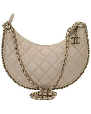 CHANEL Beige Leather Moon Small Hobo Bag (authentic Pre-loved) - Gray