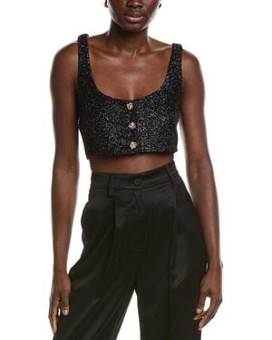 Ganni Sparkle Wool-blend Cropped Top - Black