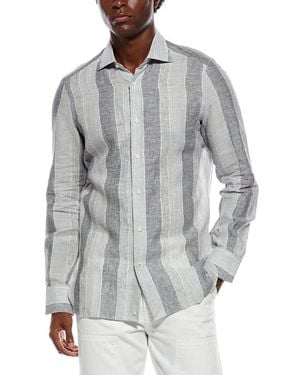 Isaia Linen Dress Shirt - Gray