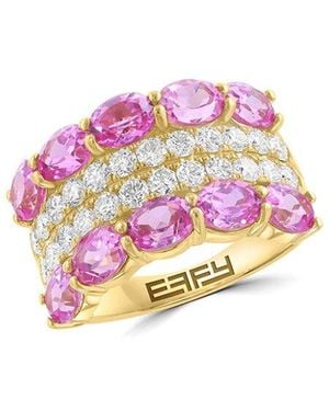 Effy Fine Jewelry Over 5.18 Ct. Tw. Lab-Grown Diamond & Lab-Grown Lab Sapphire Ring - Pink