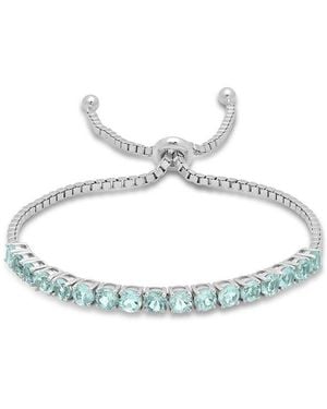MaxColor Silver 5.10 Ct. Tw. Blue Topaz Adjustable Bolo Bracelet - Metallic