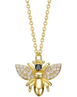 Rachel Glauber 14k Plated Cz Pendant Necklace - Metallic