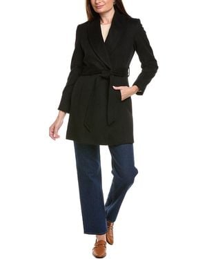 Sofiacashmere Belted Wool & Cashmere-Blend Wrap Coat - Black