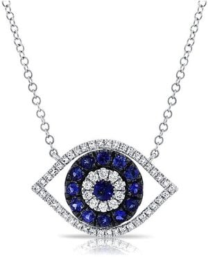 Sabrina Designs 14K 0.61 Ct. Tw. Diamond & Sapphire Evil Eye Necklace - Blue