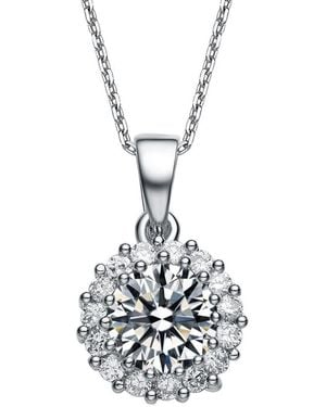 Genevive Jewelry Silver Cz Necklace - White