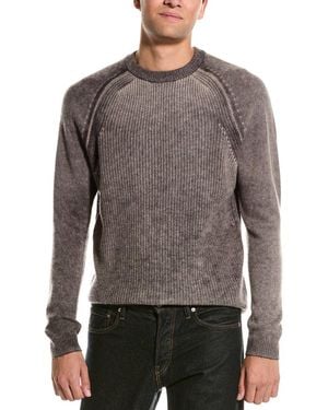 Autumn Cashmere Shaker Stitch Wool & Cashmere-Blend Crewneck Jumper - Grey