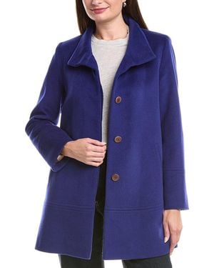 Fleurette Wool-Blend Car Coat - Blue