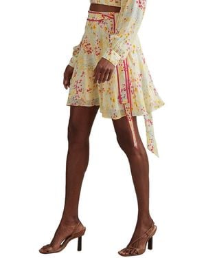 Reiss Lyla Buttercup Printed Flippy Skirt - Natural