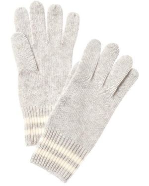 Phenix Double Stripe Cuff Touch Tech Cashmere Gloves - White