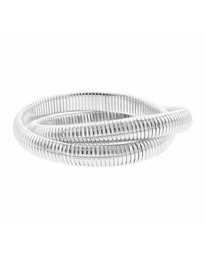 Adornia Silver Plated 2-layer Omega Chain Bracelet - White