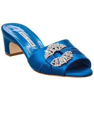 Manolo Blahnik Prinap 50 Satin Sandal - Blue