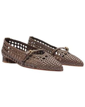 FARM Rio Woven Leather Ballerina Flat - Brown