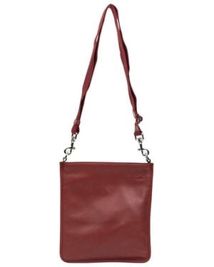 Loewe Maroon Grained Calfskin Leather Anagram Crossbody (authentic Pre-loved) - Red