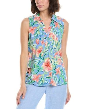 Stella Parker Lydia Printed Collared Shirt - Blue