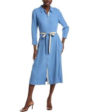 L'Agence Malika Linen-Blend Midi Shirt Dress - Blue