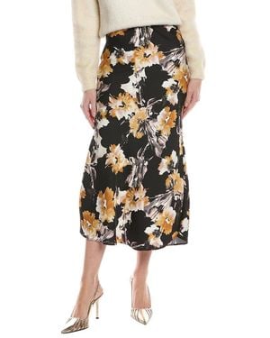 Gracia Satin Fishtail Midi Skirt - Black