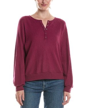 Michael Stars Eira Henley Raglan - Red