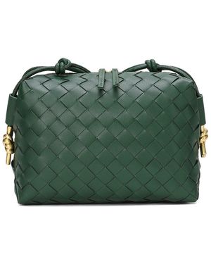 Tiffany & Fred Paris Large Woven Leather Crossbody - Green