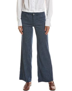NYDJ Petite Trouser Linen-blend Agua Stripe Wide Leg Jean - Blue