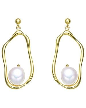 Rachel Glauber 18k Over Silver 11mm Freshwater Pearl Earrings - Metallic