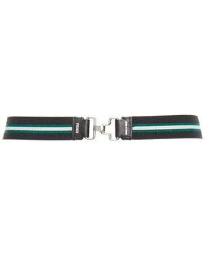 Fendi Stripe Fabric Leather Skinny Belt (Authentic Pre-Loved) - Black
