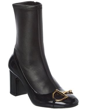Gucci Half Horsebit Leather Bootie - Black