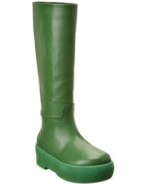Gia Borghini Gia 16 Leather Knee-High Platform Boot - Green