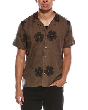 Truth Embroidered Button Shirt - Brown