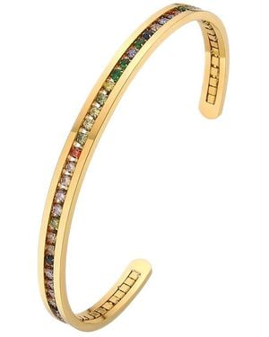 Liv Oliver 18K Plated Cz Cuff Bangle Bracelet - Metallic