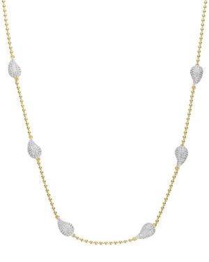 Rachel Glauber 14K Plated Cz Station Necklace - Metallic