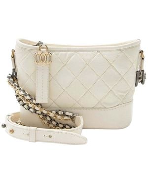 CHANEL White Aged Calfskin Gabrielle Small Hobo (authentic Pre-loved) - Natural