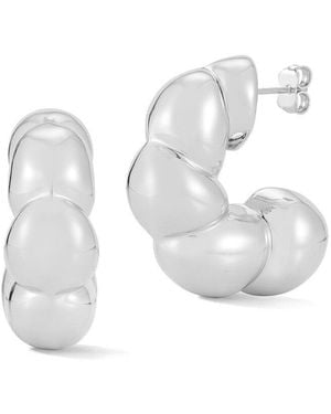 Chloe and Madison Jewellery Bold Puffed Statement Hoops - White