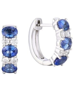 Gregg Ruth 14K 2.24 Ct. Tw. Diamond & Sapphire Huggie Earring - Blue
