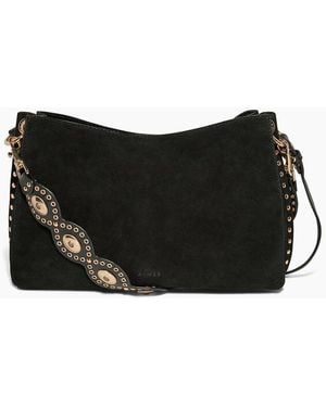 Aimee Kestenberg Roma Suede Double Entry Shoulder Bag - Black