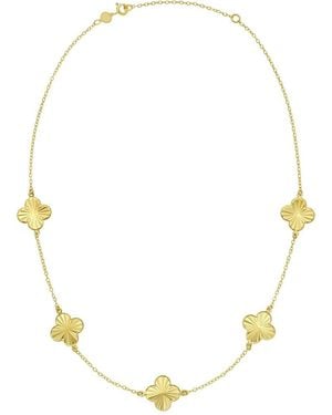 Italian Gold 14K Golden Clover Necklace - Metallic