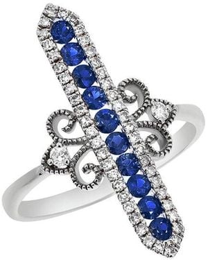 Diana M. Jewels Fine Jewellery 14k 0.63 Ct. Tw. Diamond & Sapphire Half-eternity Ring - Blue