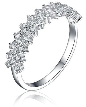 Genevive Jewelry Silver Cz Half-eternity Ring - White