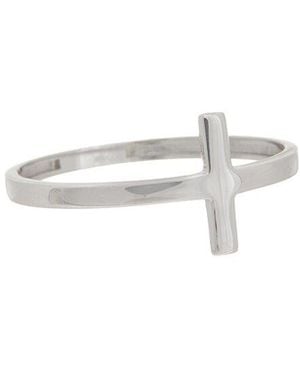 Italian Gold 10K Cross Ring - White