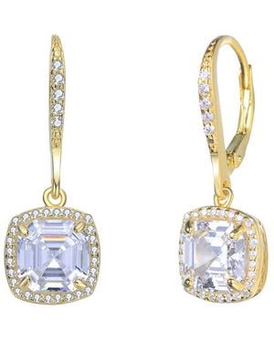 Rachel Glauber 14k Over Silver Cz Drop Earrings - Metallic